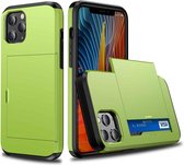 Voor iPhone 12 Pro 6.1 schokbestendig Rugged Armor beschermhoes met kaartsleuf (groen)