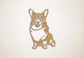 Wanddecoratie - Hond - Corgi 1 - M - 87x58cm - Eiken - muurdecoratie - Line Art