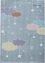 Vrolijk kinderkamer vloerkleed Lucky - Clouds - grijs - 120x170 cm