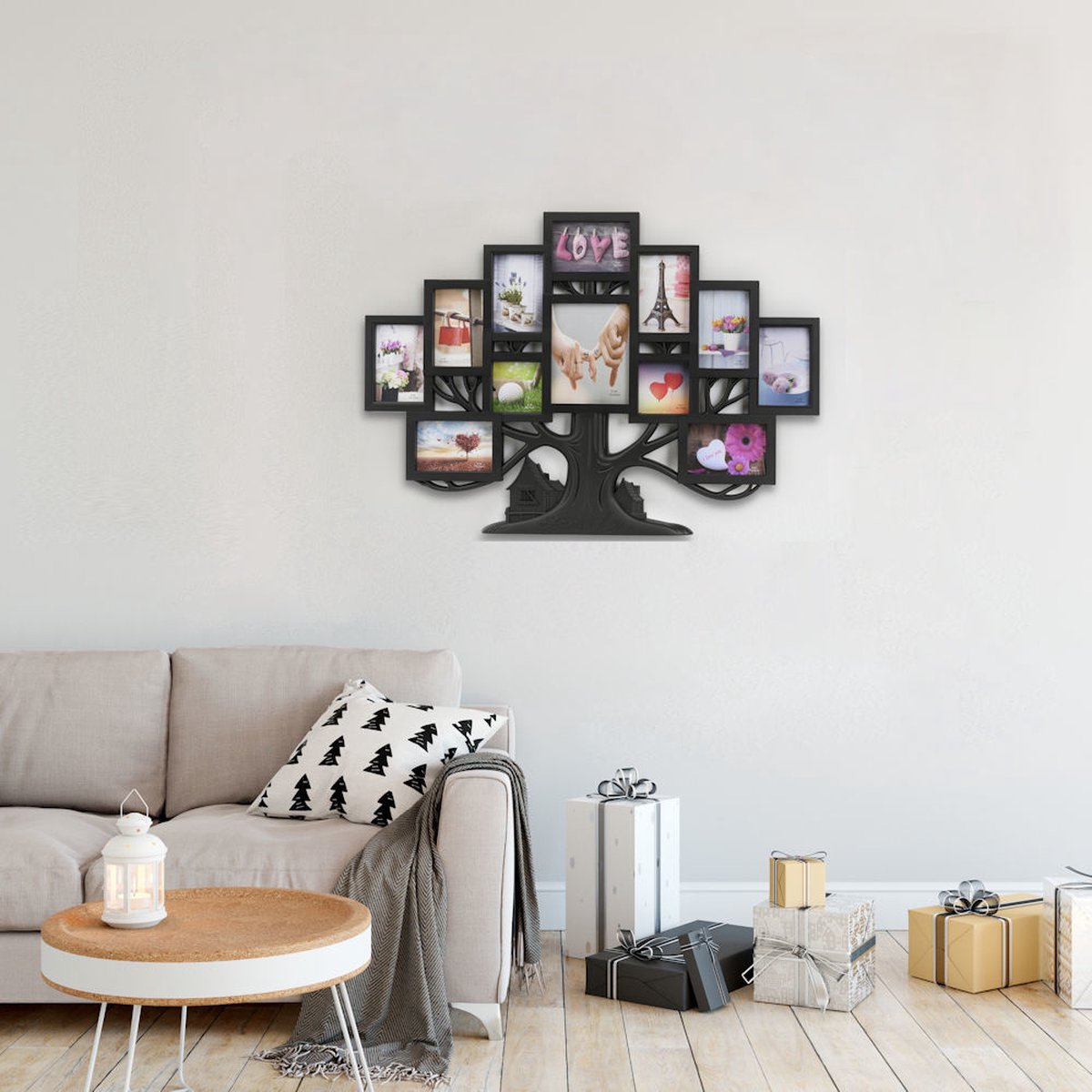 Decopatent® XL Fotolijst Collage Voor 24 Foto's Van  15x10 & 10x15 Cm Fotolijsten Fotolijstje Met 24 Fotokaders 865 X 58cm