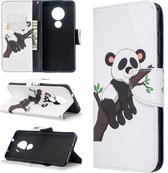 Voor Nokia 6.2 / 7.2 Gekleurd tekenpatroon Horizontale flip lederen tas met houder & kaartsleuven & portemonnee (Tree Panda)