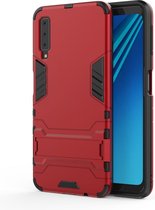 Shockproof PC + TPU Case voor Galaxy A7 (2018), met houder (rood)