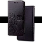 Reliëf patroon PU + TPU horizontaal flip lederen tas voor iPhone XR, met houder & kaartsleuven en portemonnee (zwart)