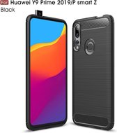 Brushed Texture Carbon Fiber TPU Case voor Huawei Y9 Prime 2019 / P Smart Z (Zwart)