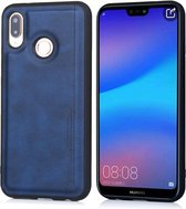 Voor Huawei P20 Lite / nova 3e Diaobaolee schokbestendig PU + TPU beschermhoes (blauw)