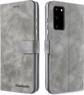 Voor Galaxy S20 Diaobaolee Pure Fresh Grain Horizontale Flip Leather Case met houder & kaartsleuven (grijs)
