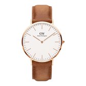 Daniel Wellington Classic Durham DW00100109 - Horloge - Leer - lichtbruin - Ø 40 mm