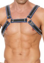 Z Series Chest Bulldog Harness - Leather - Black/Blue - S/M - Maat S/M