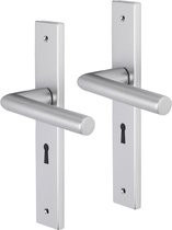 Deurkruk - Impresso London - Voor binnen - Vierkant deurschild met schroeven en sleutelgat - Aluminium - 2 stuks