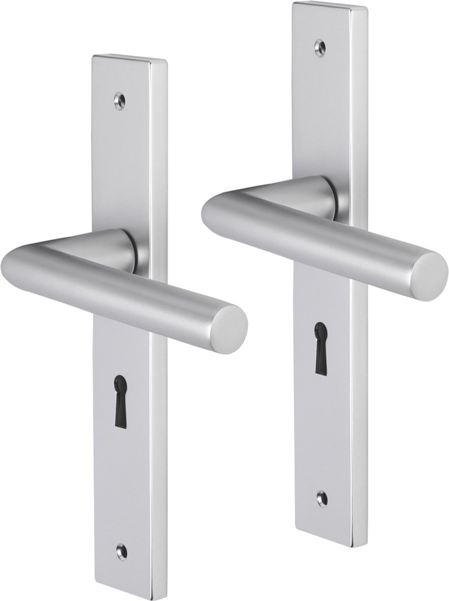 Deurkruk - Impresso London - Voor binnen - Vierkant deurschild met schroeven en sleutelgat - Aluminium - 2 stuks