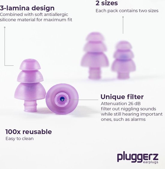 Pluggerz earplugs Sleep - Festival oordopjes - Oordoppen voor slapen - Zacht siliconen materiaal - Dempt snurkgeluid - Pluggerz