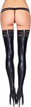 ANDES Wetlook Stripe Band Stockings - Black - Maat L/XL