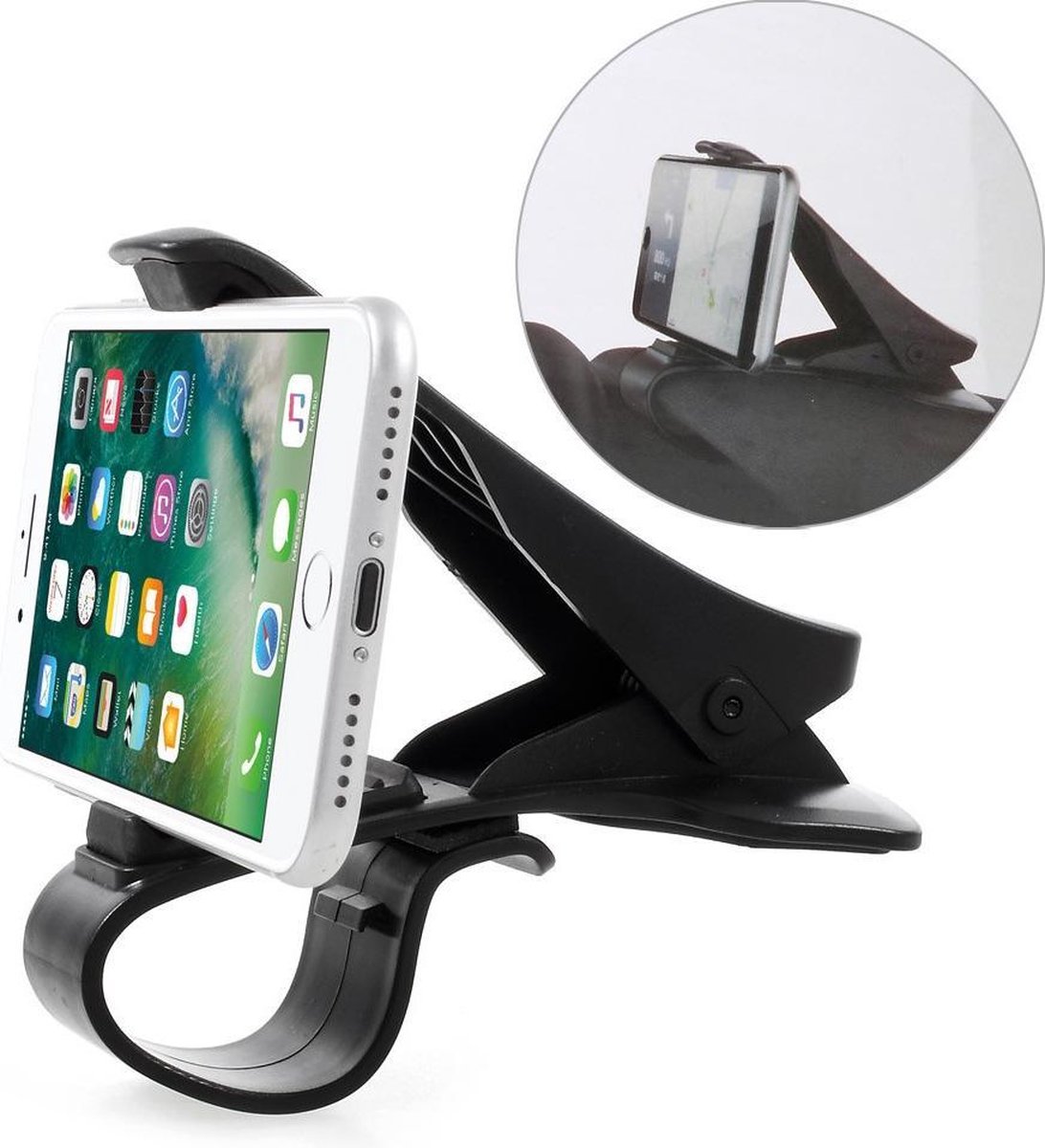GadgetBay Universele Smartphone houder auto telefoon klem grip - iPhone Samsung - Zwart - GadgetBay