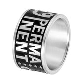Lucardi Heren Ring mat/zwart met tekst - Ring - Cadeau - Staal - Zwart