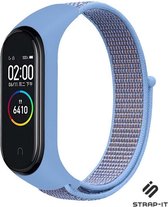 Strap-it Xiaomi Mi band 5 / 6 nylon bandje - lichtblauw