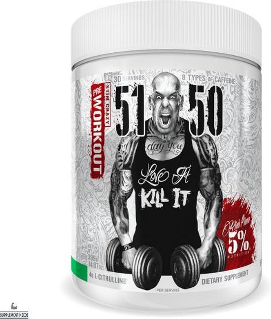 5% Nutrition Rich Piana Pre-Workout - 5150 Pre Workout - Legendary Series - Green Apple - 375 gram (30 doseringen)