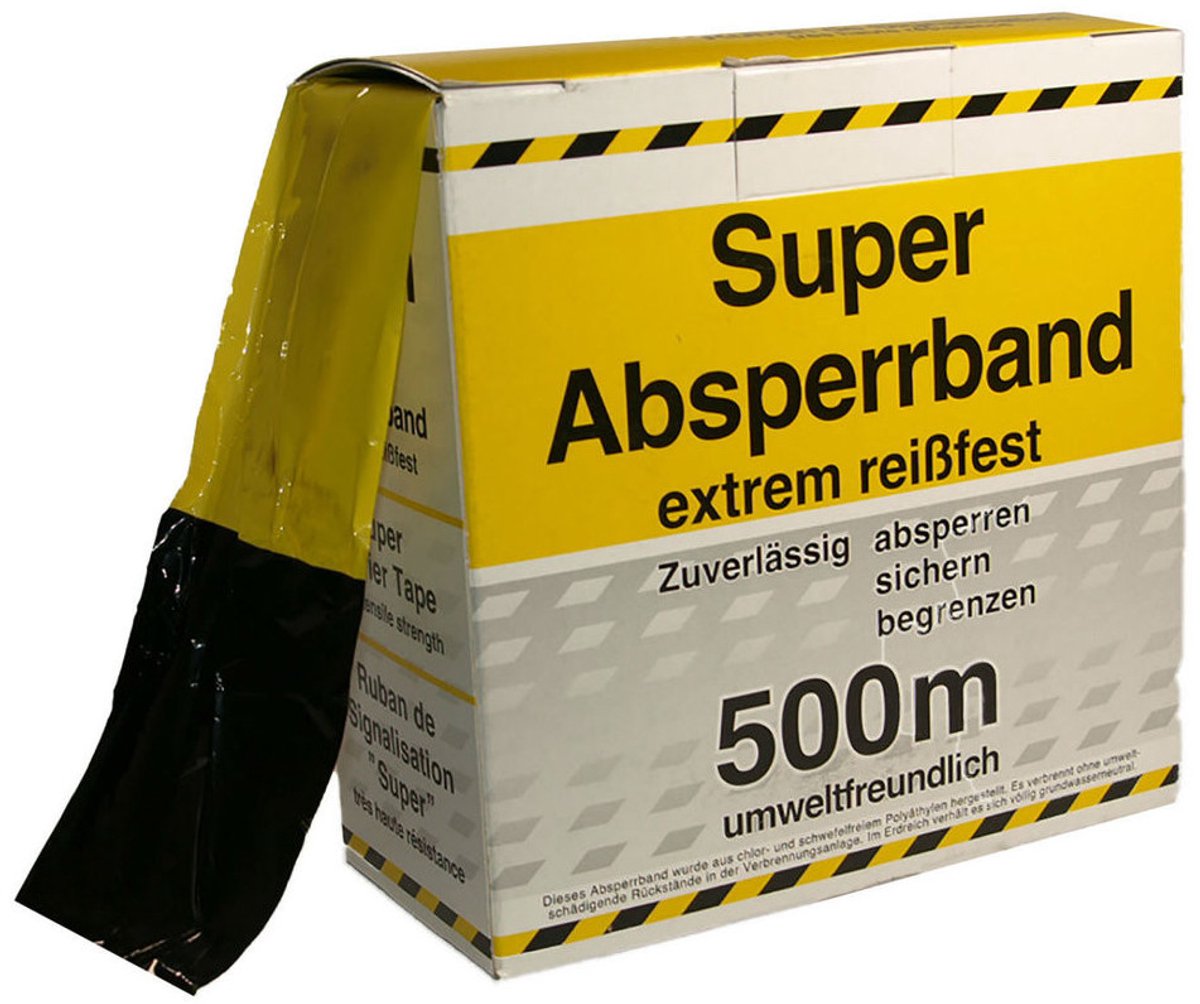 Afzetlint geel zwart – scheurvast – 500 meter