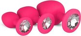 Siliconen Buttplug Met Diamant - Roze