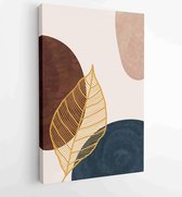 Botanical wall art vector background set. Foliage line art drawing with watercolor 1 - Moderne schilderijen – Vertical – 1904693074 - 80*60 Vertical
