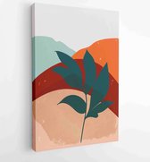 Botanical wall art vector background set. Foliage line art drawing with watercolor 3 - Moderne schilderijen – Vertical – 1904693026 - 50*40 Vertical
