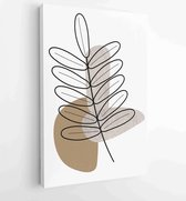 Earth tone boho foliage line art drawing with abstract shape 1 - Moderne schilderijen – Vertical – 1899757846 - 40-30 Vertical
