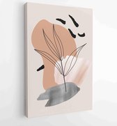 Botanical watercolor wall art vector set. Earth tone boho foliage line art drawing with abstract shape 1 - Moderne schilderijen – Vertical – 1903111348 - 50*40 Vertical