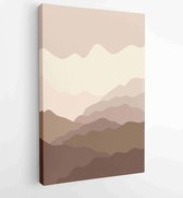 Earth tones landscapes backgrounds set with moon and sun. Abstract Arts design for wall framed prints, canvas prints, poster, home decor, cover, wallpaper. 3 - Moderne schilderijen