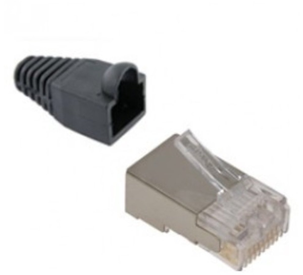 RJ45 Stekkers met Zwarte Tules - CAT5 en CAT6 - 8P8C - STP - 10 stuks