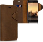 kalibri telefoonhoesje voor HTC U11 - Hoesje met pasjeshouder en standaard - bruin - Wallet case