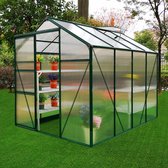 Aluminium Broeikas 1.9 meter (L) x 2.5 meter (B) + Gegalvaniseerde stalen Basis - Aluminium frame - 10 gratis clips voor stevigheid - Dakvenster voor ventilatie