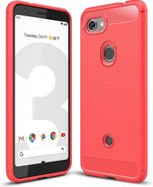 Google Pixel 3a Hoesje - Mobigear - Brushed Slim Serie - TPU Backcover - Rood - Hoesje Geschikt Voor Google Pixel 3a