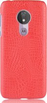 Motorola Moto G7 Power Hoesje - Mobigear - Krokodil Serie - Hard Kunststof Backcover - Rood - Hoesje Geschikt Voor Motorola Moto G7 Power