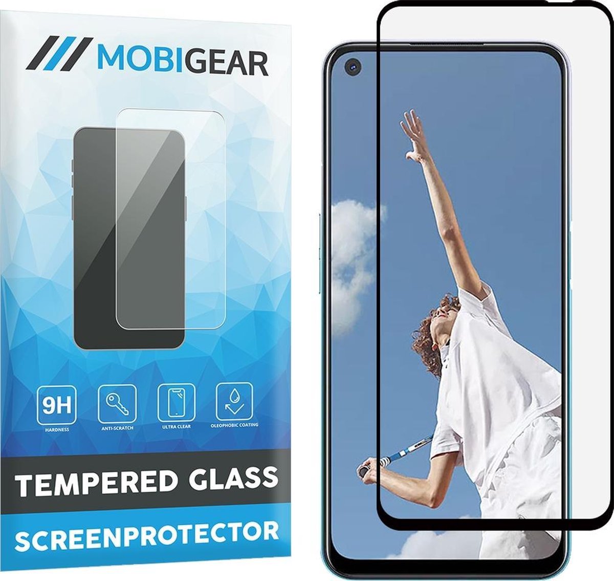 Mobigear Screenprotector geschikt voor OPPO A52 Glazen | Mobigear Premium Screenprotector - Case Friendly - Zwart