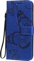 Motorola Moto E6s Hoesje - Mobigear - Butterfly Serie - Kunstlederen Bookcase - Blauw - Hoesje Geschikt Voor Motorola Moto E6s