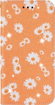 Apple iPhone 12 Pro Hoesje - Mobigear - Design Serie - Kunstlederen Bookcase - Daisies Orange - Hoesje Geschikt Voor Apple iPhone 12 Pro