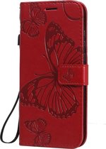Motorola Moto E6s (2020) Hoesje - Mobigear - Butterfly Serie - Kunstlederen Bookcase - Rood - Hoesje Geschikt Voor Motorola Moto E6s (2020)