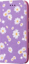 Xiaomi Redmi Note 9 Hoesje - Mobigear - Design Serie - Kunstlederen Bookcase - Daisies Purple - Hoesje Geschikt Voor Xiaomi Redmi Note 9