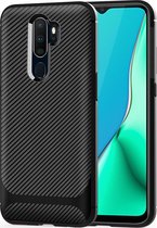 OPPO A9 (2020) Hoesje - Mobigear - Racing Serie - TPU Backcover - Zwart - Hoesje Geschikt Voor OPPO A9 (2020)