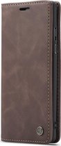 OnePlus 8 Hoesje - Caseme - Slim Retro Serie - Kunstlederen Bookcase - Bruin - Hoesje Geschikt Voor OnePlus 8