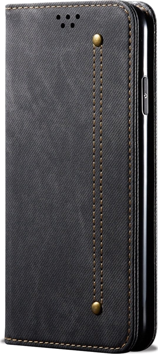 Mobigear Telefoonhoesje geschikt voor Samsung Galaxy Note 10 Lite Hoesje | Mobigear Denim Slim Bookcase Portemonnee | Pasjeshouder voor 2 Pasjes | Telefoonhoesje voor Pinpas / OV Kaart / Rijbewijs - Zwart