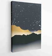 Luxury Gold Mountain wall art vector set. Earth tones landscapes backgrounds set with moon and sun. 3 - Moderne schilderijen – Vertical – 1871797315 - 50*40 Vertical