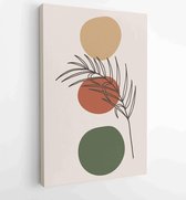 Botanical wall art vector set. Earth tone boho foliage line art drawing with abstract shape. 3 - Moderne schilderijen – Vertical – 1866300550 - 40-30 Vertical
