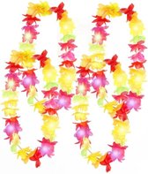 8x stuks hawaii slinger/krans met lichtjes - Hawaii party verkleed spullen