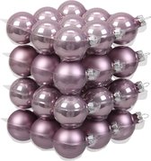 72x stuks kerstversiering kerstballen salie paars (lilac sage) van glas - 4 cm - mat/glans - Kerstboomversiering