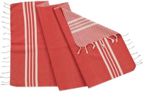 Kleine Hamamdoek Krem Sultan Red - 100x50cm - dunne katoenen handdoek - sneldrogende saunahanddoek (niet geschikt als lendendoek)