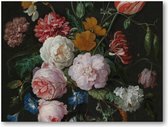 Stilleven met bloemen in een glazen vaas - 40x30 Canvas Liggend - Jan Davidsz - Meesterwerken - Bloemen