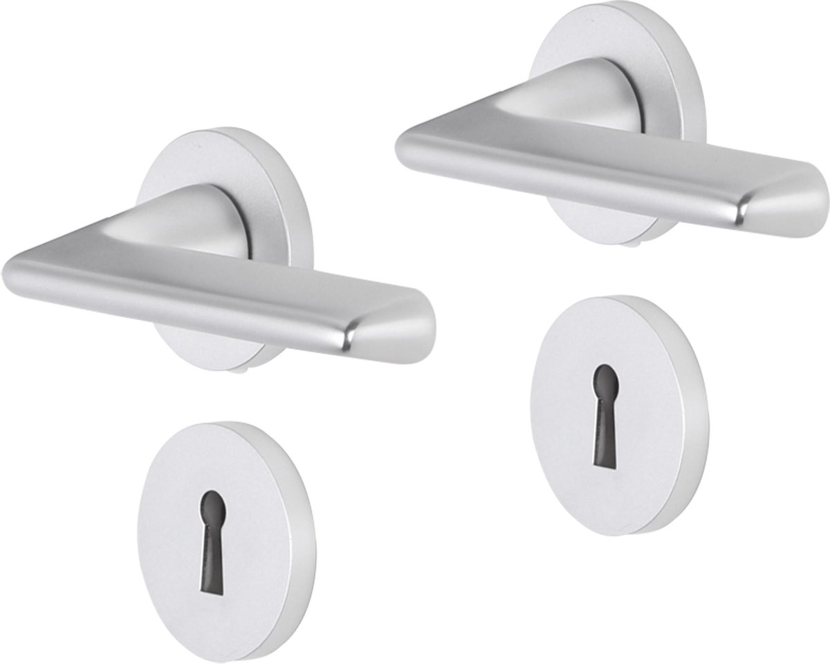 Deurkruk - Impresso Bristol - Voor binnen - Rond met rond Sleutelrozet - Aluminium - 2 stuks