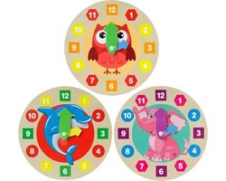 Klok leren kijken- houten klok - 20 cm doorsnede