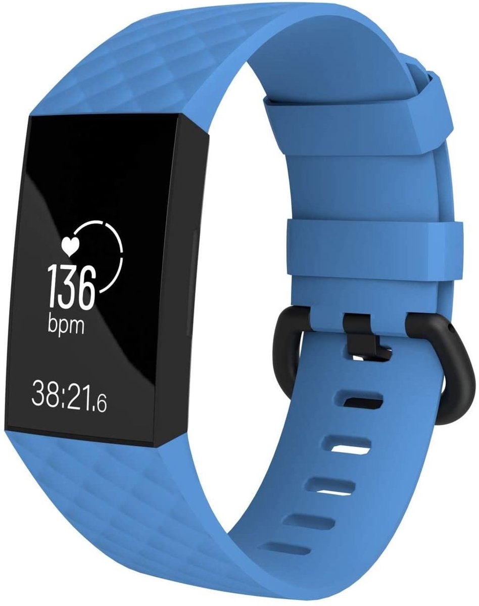 Geschikt voor Fitbit Charge 4 silicone band - lichtblauw - Maat S