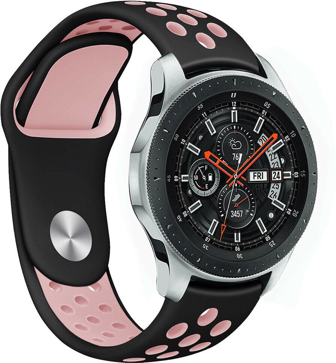 Geschikt voor Samsung Galaxy Watch - sport band - zwart/roze - 41mm / 42mm
